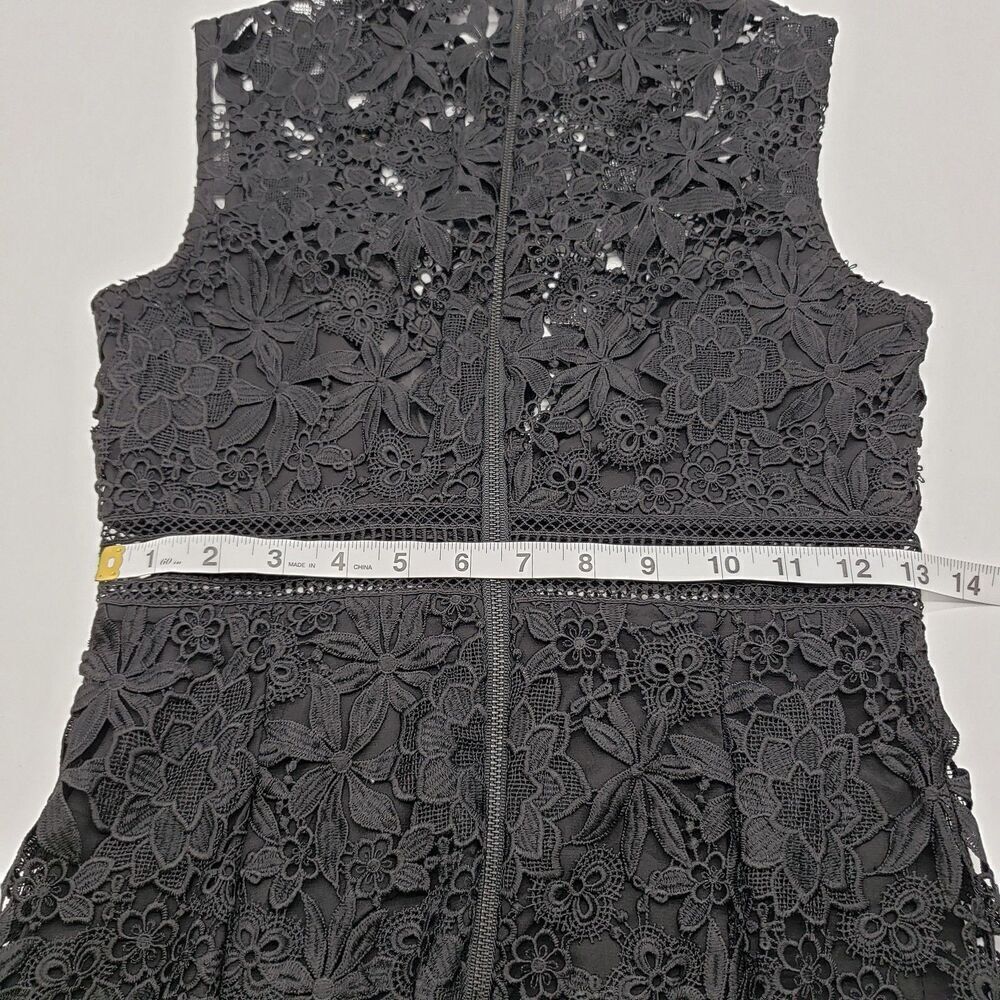 Bardot Dress Womens XS US 4 PARIS Black Lace Floral High Neck Cocktail Fitted - Picture 11 of 16